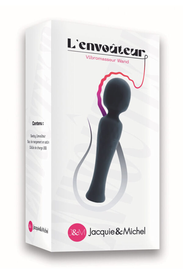 Packaging du vibromasseur wand noir l'envouteur de la marque Jacquie et Michel