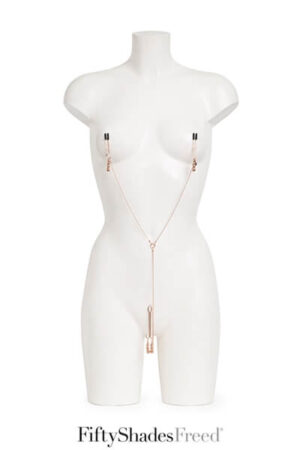 Chaîne bijou et pince tétons et clitoris de la collection fifty shades freed