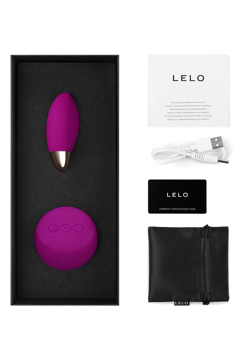 Coffret de l'œuf vibrant lyla 2 couleur pourpre et sa télécommande de la marque Lelo