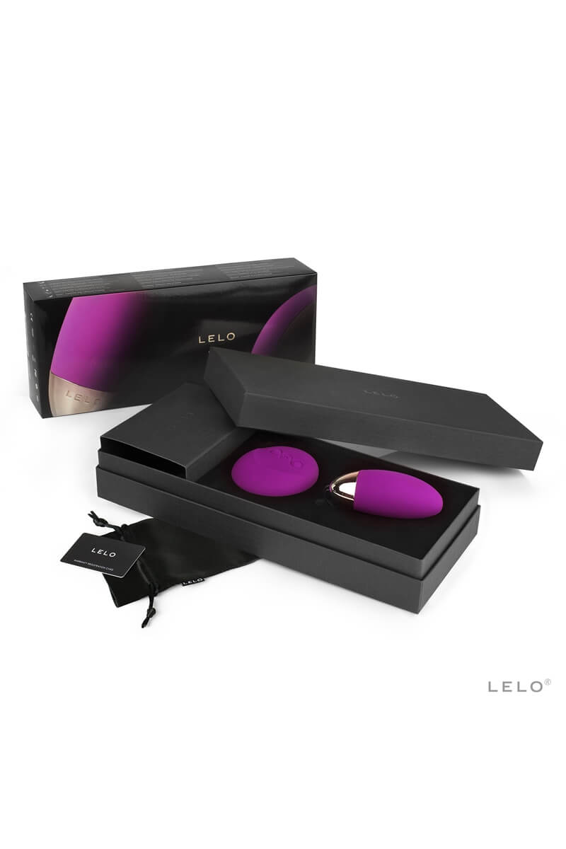 Coffret de l'œuf vibrant lyla 2 couleur pourpre et sa télécommande de la marque Lelo