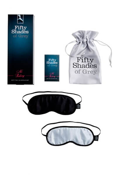 Pack de 2 bandeaux pour les yeux gris et noir de la collection fifty shades of grey