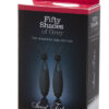 Packaging des pinces à tétons vibrantes sweet torture de la collection fifty shades of grey