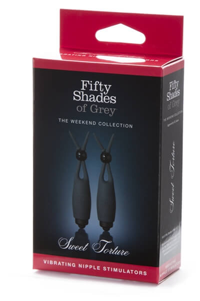 Packaging des pinces à tétons vibrantes sweet torture de la collection fifty shades of grey