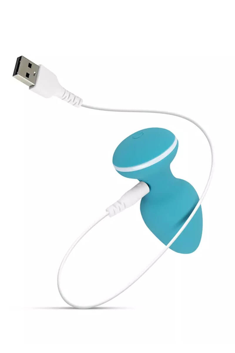 plugvibrant-blanca-calaazul-4 Plug anal vibrant bleu turquoise blanca avec son chargeur de la marque Cala Azul