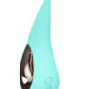 Stimulateur clitoridien dot en forme de goutte d'eau bleu turquoise et doré de la marque Lelo