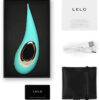 Stimulateur clitoridien dot en forme de goutte d'eau bleu turquoise et doré avec son coffret de la marque Lelo