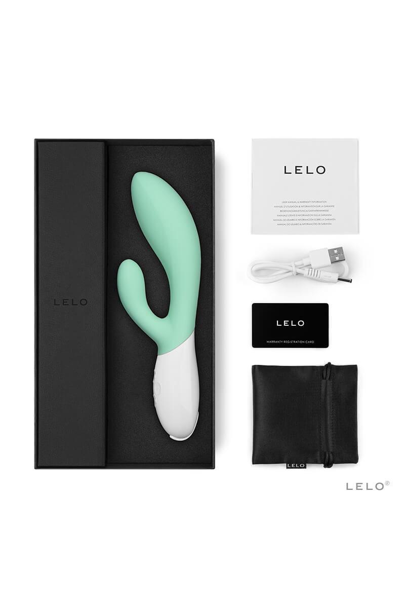Vibromasseur rabbit ina 3 couleur vert d'eau et son coffret de la marque Lelo