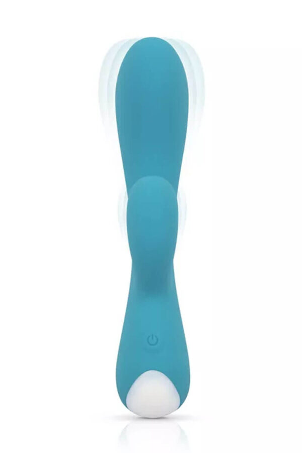 Vibromasseur rabbit en train de vibrer bleu turquoise martina de la marque Cala Azul