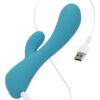 Vibromasseur rabbit bleu turquoise martina et son chargeur de la marque Cala Azul