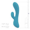 Vibromasseur rabbit bleu turquoise martina devant une règle de mesure de la marque Cala Azul