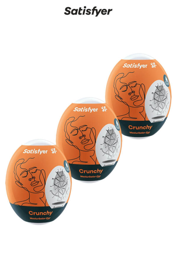 Pack de 3 masturbateurs en forme d'œufs texture Crunchy de la marque Satisfyer