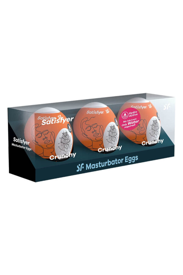 Pack de 3 masturbateurs en forme d'œufs texture Crunchy de la marque Satisfyer