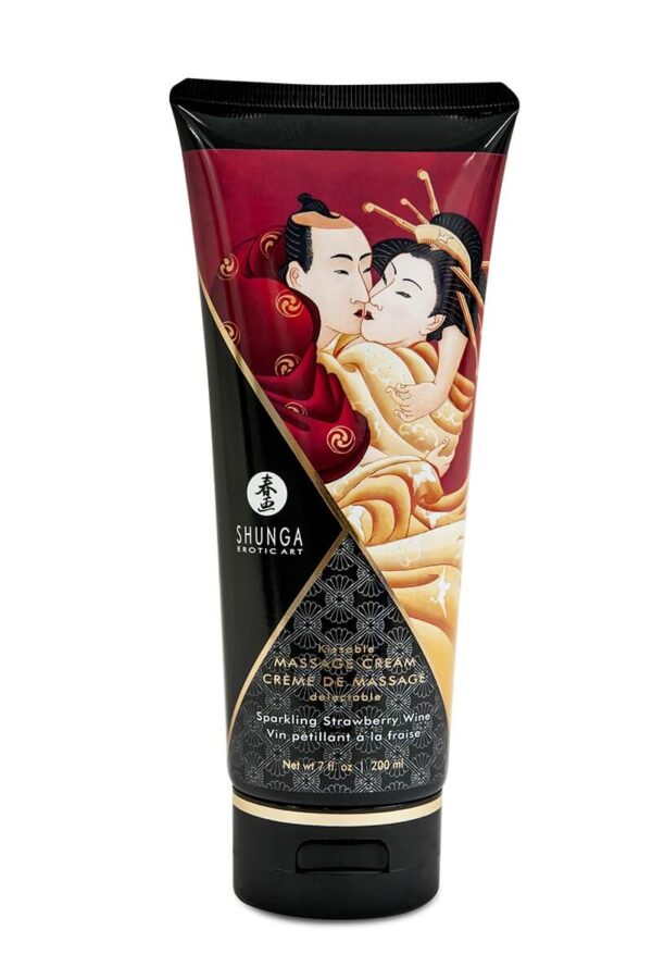 Crème de massage délectable au vin pétillant à la fraise de la marque Shunga
