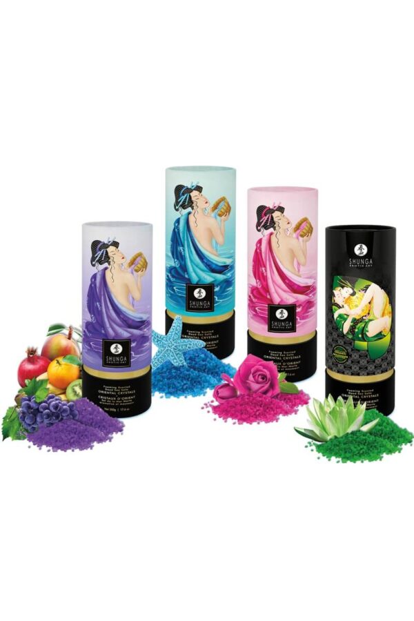 Lots de 4 sels de bain cristaux d'orient de la marque Shunga