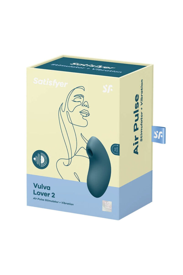 Packaging du double stimulateur Vulva Lover 2 bleu de la marque Satisfyer