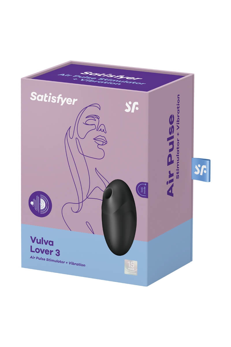 Packaging du double stimulateur Vulva lover 3 noir de la marque Satisfyer