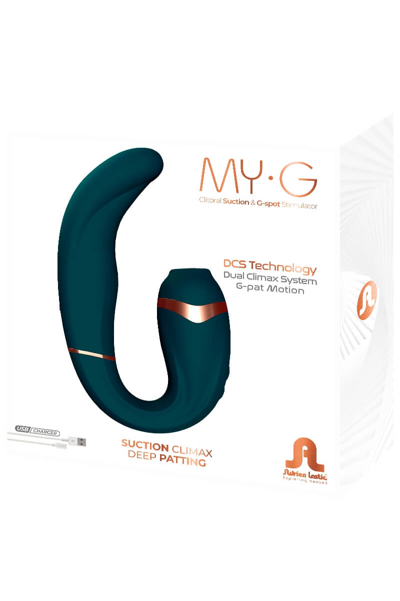 Packaging du double stimulateur My G vert foncé de la marque Adrien Lastic