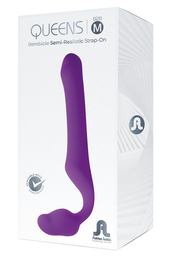Packaging du gode anatomique Queens M violet de la marque Adrien Lastic