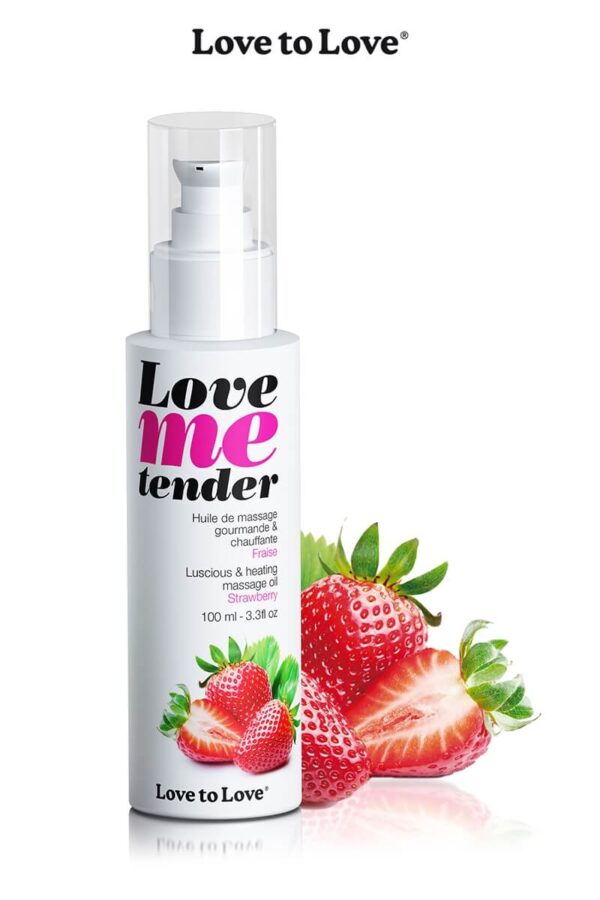 Huile de massage gourmande et chauffante à la fraise de la marque Love to Love