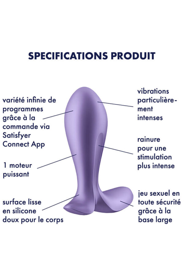 Spécifications produit du plug anal connecté Intensity violet de la marque Satisfyer