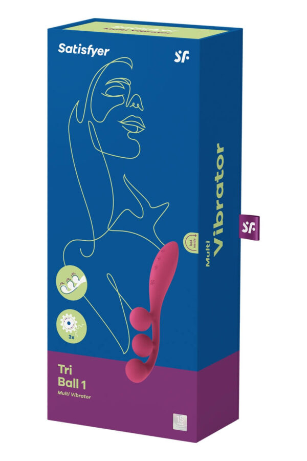 Packaging du multi-vibromasseur tri ball 1 rouge de la marque Satisfyer
