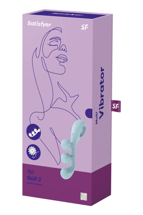 Packaging du multi-vibromasseur tri ball 2 bleu de la marque Satisfyer