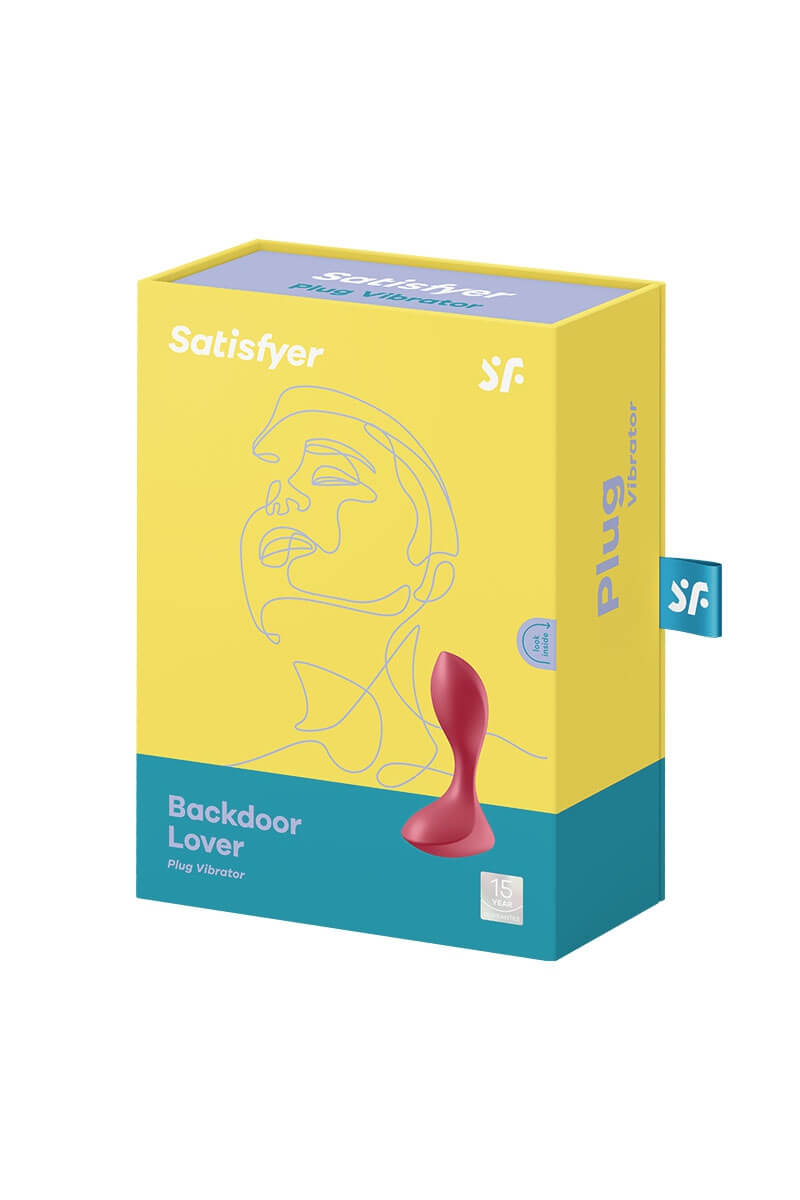 Packaging du plug vibrant Backdoor Lover rouge de la marque Satisfyer
