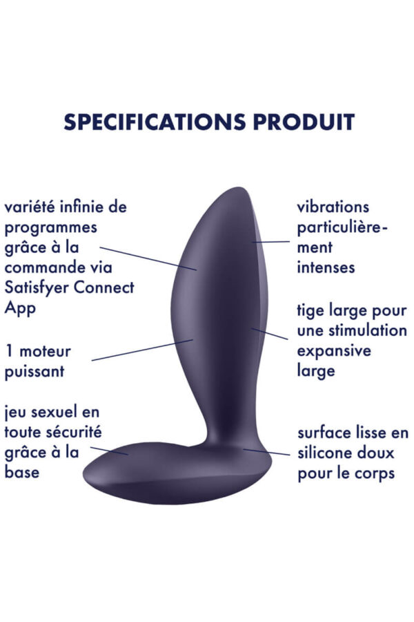 Spécifications produit du plug anal connecté Power de la marque Satisfyer