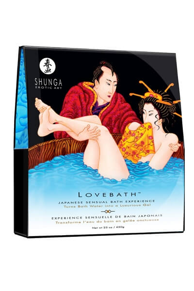 Sel de bain lovebath bleu de la marque Shunga