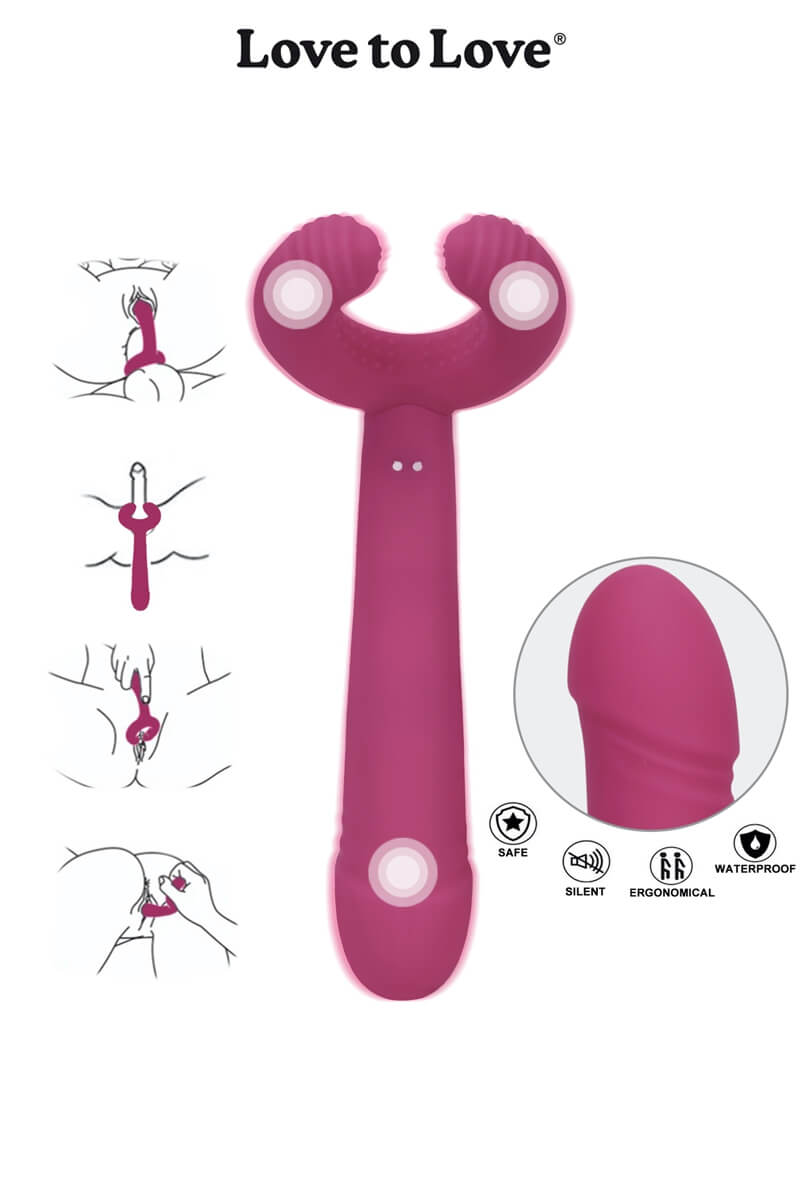 Illustration des différentes utilisations du sextoy pour couple multi fonctions Please Me de la marque Love to Love