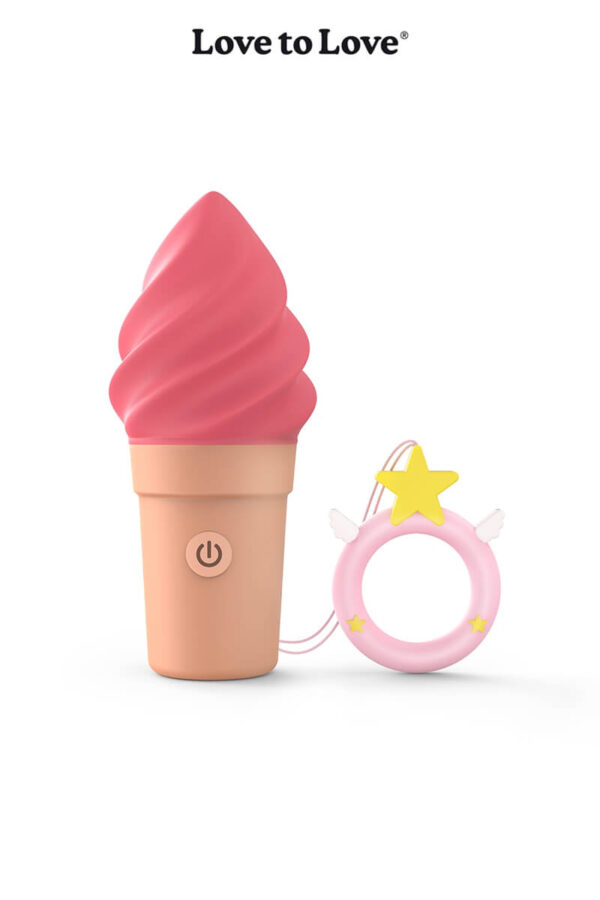 Stimulateur clitoridien en forme de glace Cand'Ice Rasberry Joly couleur fraise de la marque Love to Love