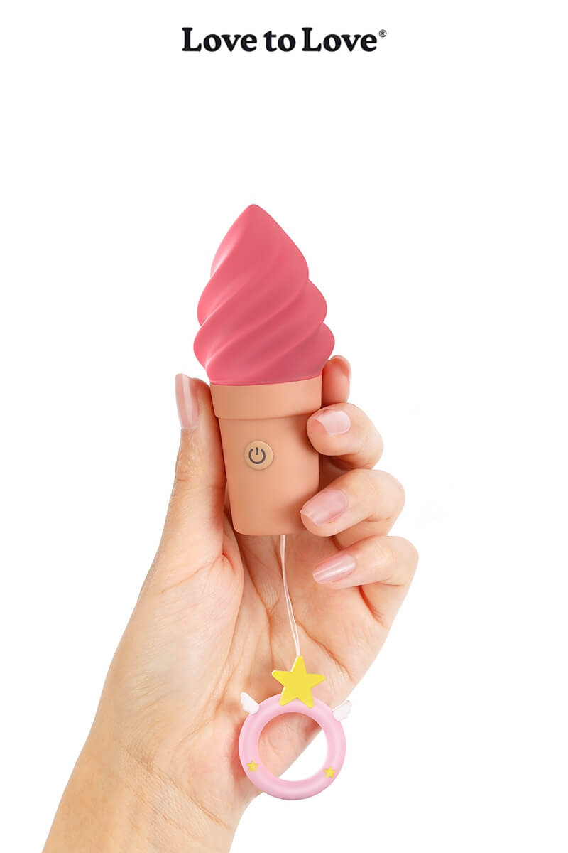 Stimulateur clitoridien en forme de glace Cand'Ice Rasberry Joly couleur fraise de la marque Love to Love