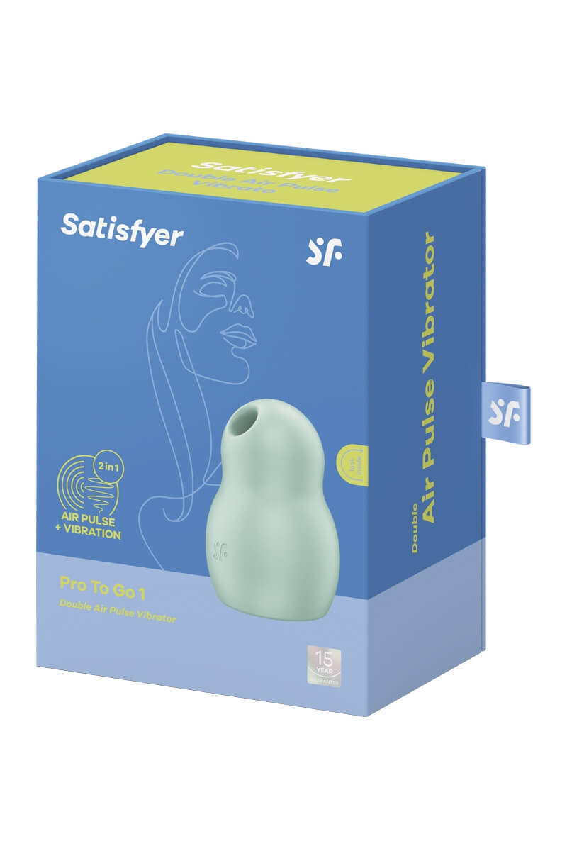 Packaging du stimulateur clitoridien Pro to go 1 vert de la marque Satisfyer