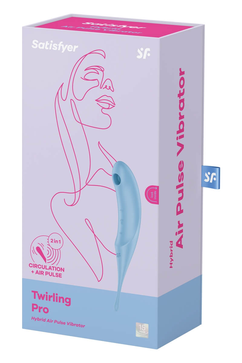 Packaging du stimulateur Twirling pro bleu de la marque Satisfyer