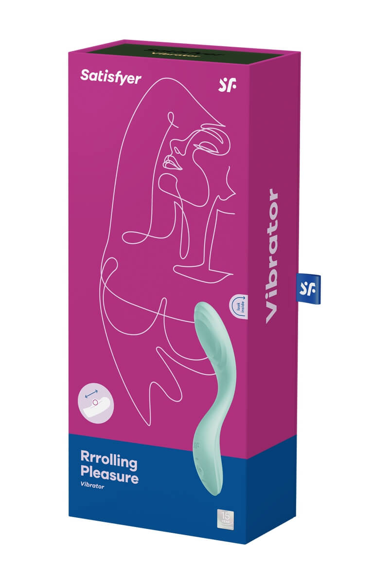 vibro-point-g-rrrolling-pleasure-menthe-satisfyer-5 Packaging du vibromasseur point G Rrrolling Pleasure menthe de la marque Satisfyer
