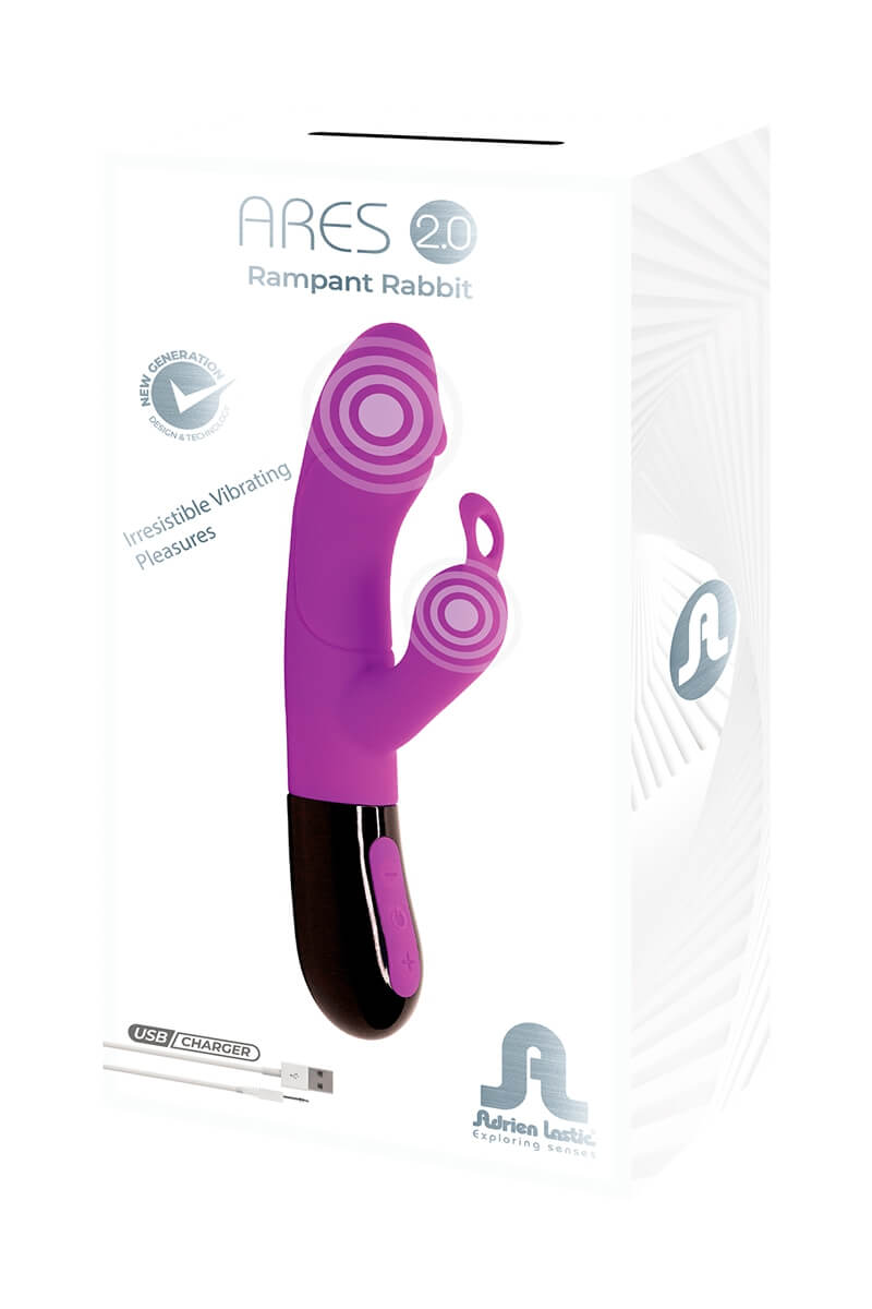 Packaging du vibromasseur rabbit ares 2.0 violet de la marque Adrien Lastic