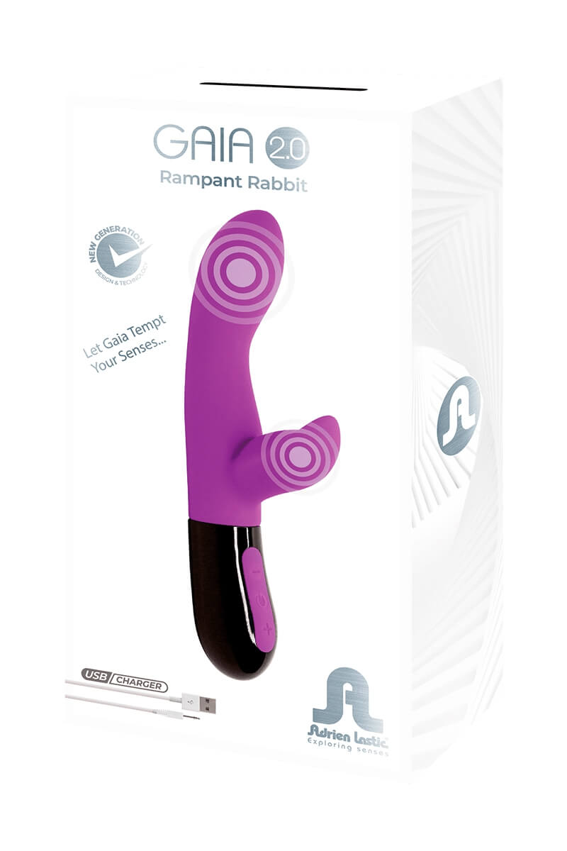 Packaging du vibromasseur Rabbit Gaia 2.0 violet de la marque Adrien Lastic