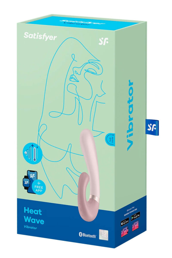 Packaging du vibromasseur rabbit connecté Heat Wave de la marque Satisfyer