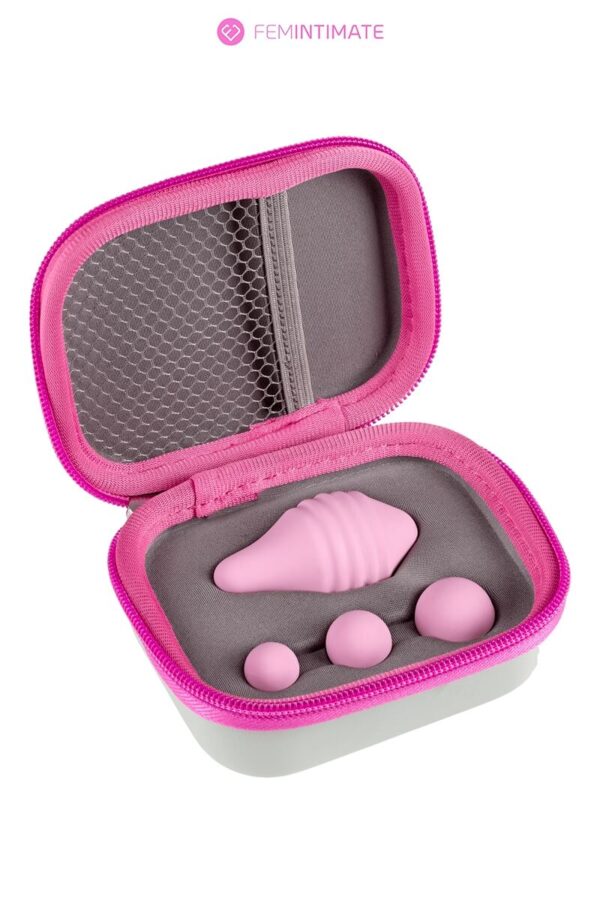 Accessoire de rééducation du plancher pelvien Pelvix Concept dans sa pochette de la marque Femintimate