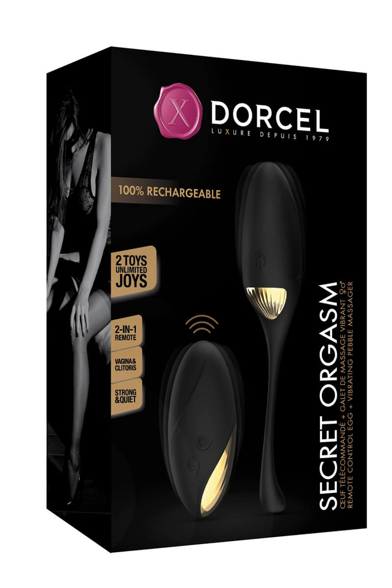 sextoy-2-en-1-secret-orgasm-dorcel-3 Packaging de l'Œuf vibrant & stimulateur télécommandé Secret Orgasm de la marque Dorcel