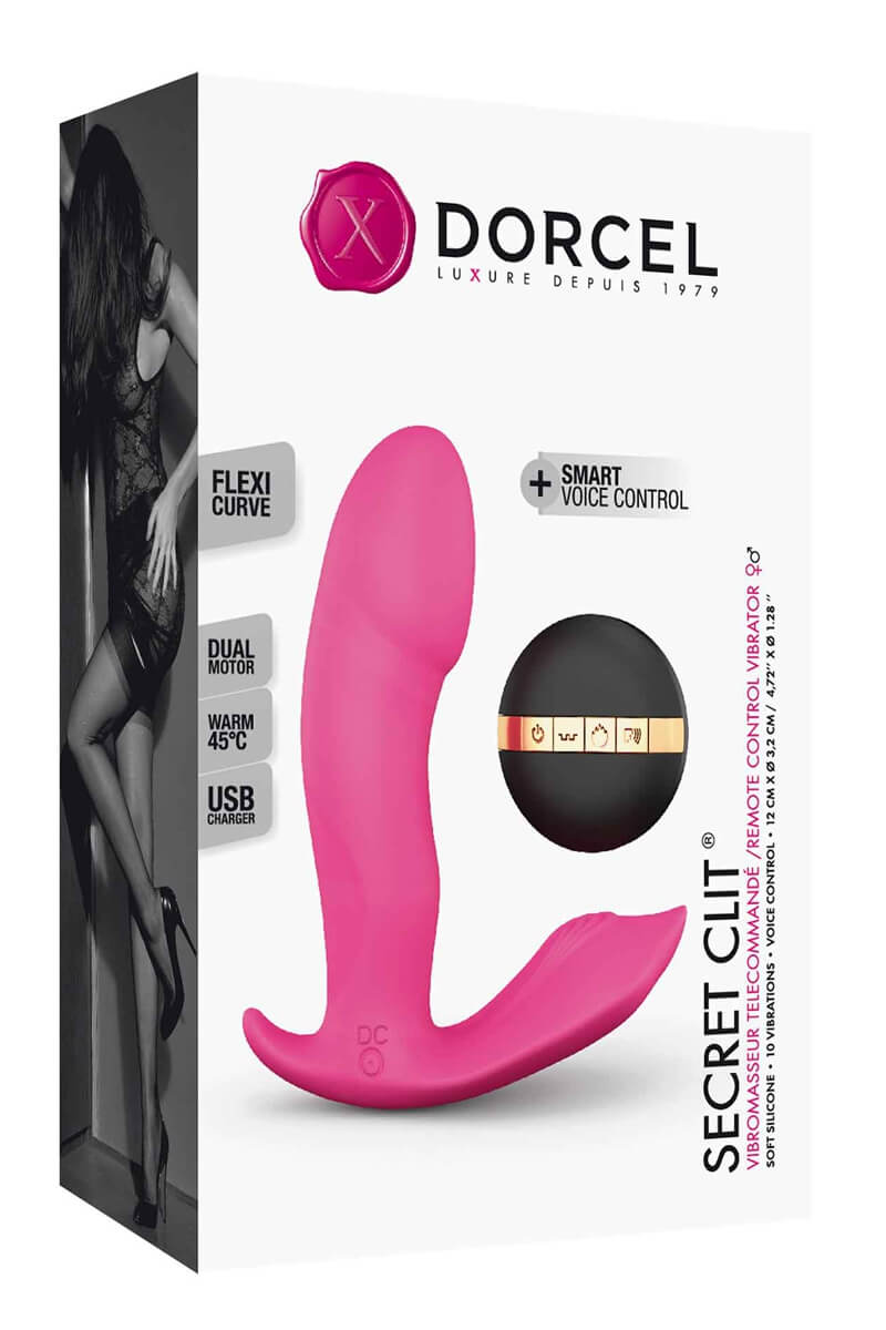 Packaging du stimulateur chauffant télécommandé Secret Clit de la marque Dorcel