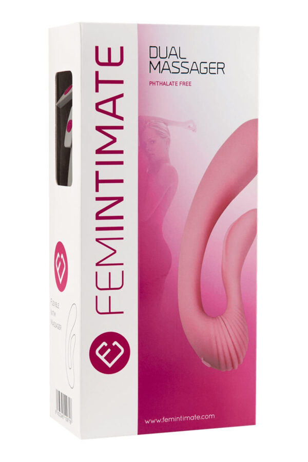 Packaging du vibromasseur rabbit ultra flexible Dual Massager de la marque Femintimate