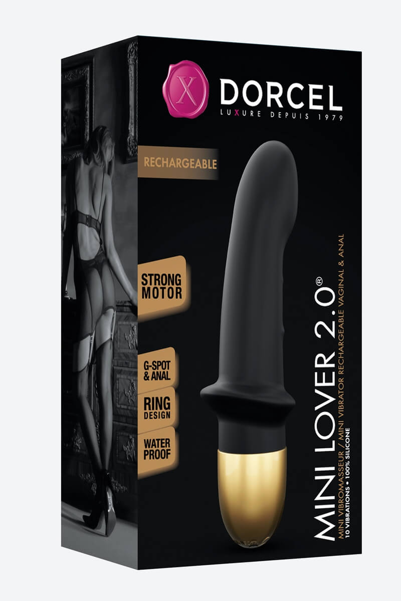 vibro-rechargeable-mini-lover-noir-2.0-dorcel-4 Packaging du vibro rechargeable mini lover 2.0 de la marque Dorcel