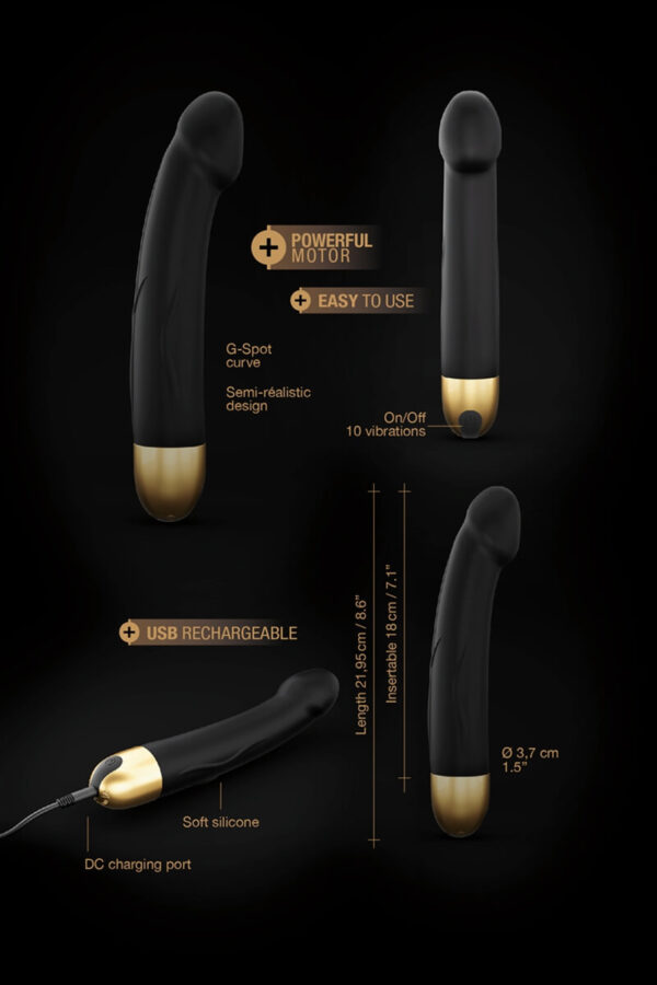 Vibromasseur Real Vibration taille M en noir et or de la marque Dorcel