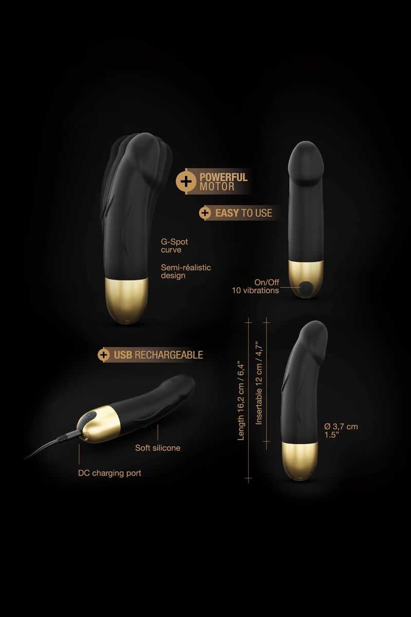 Vibromasseur Real Vibration taille S en noir et or de la marque Dorcel