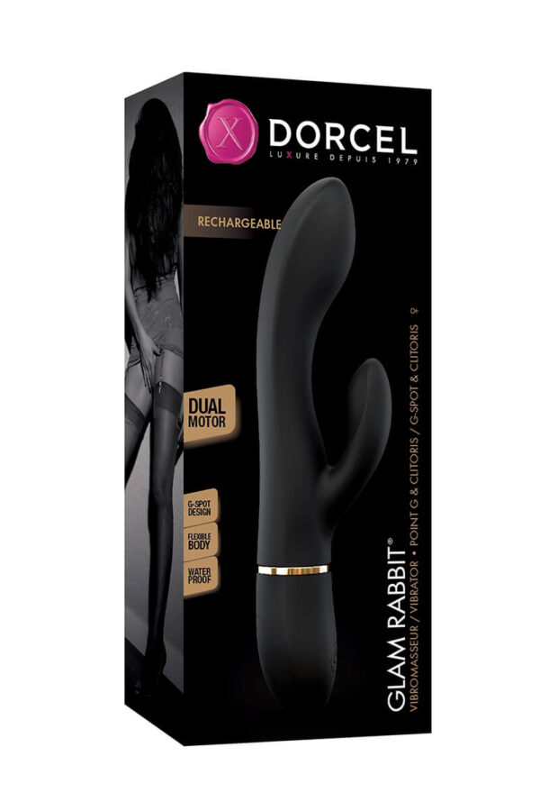Packaging du vibromasseur point G et clitoris Glam Rabbit de la marque Dorcel