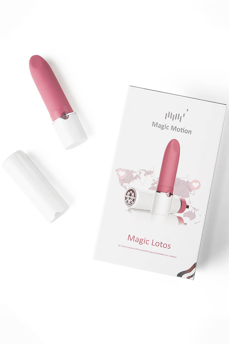 Packaging du mini vibro connecté en forme de rouge à lèvre Magic Lotos de la marque Magic Motion