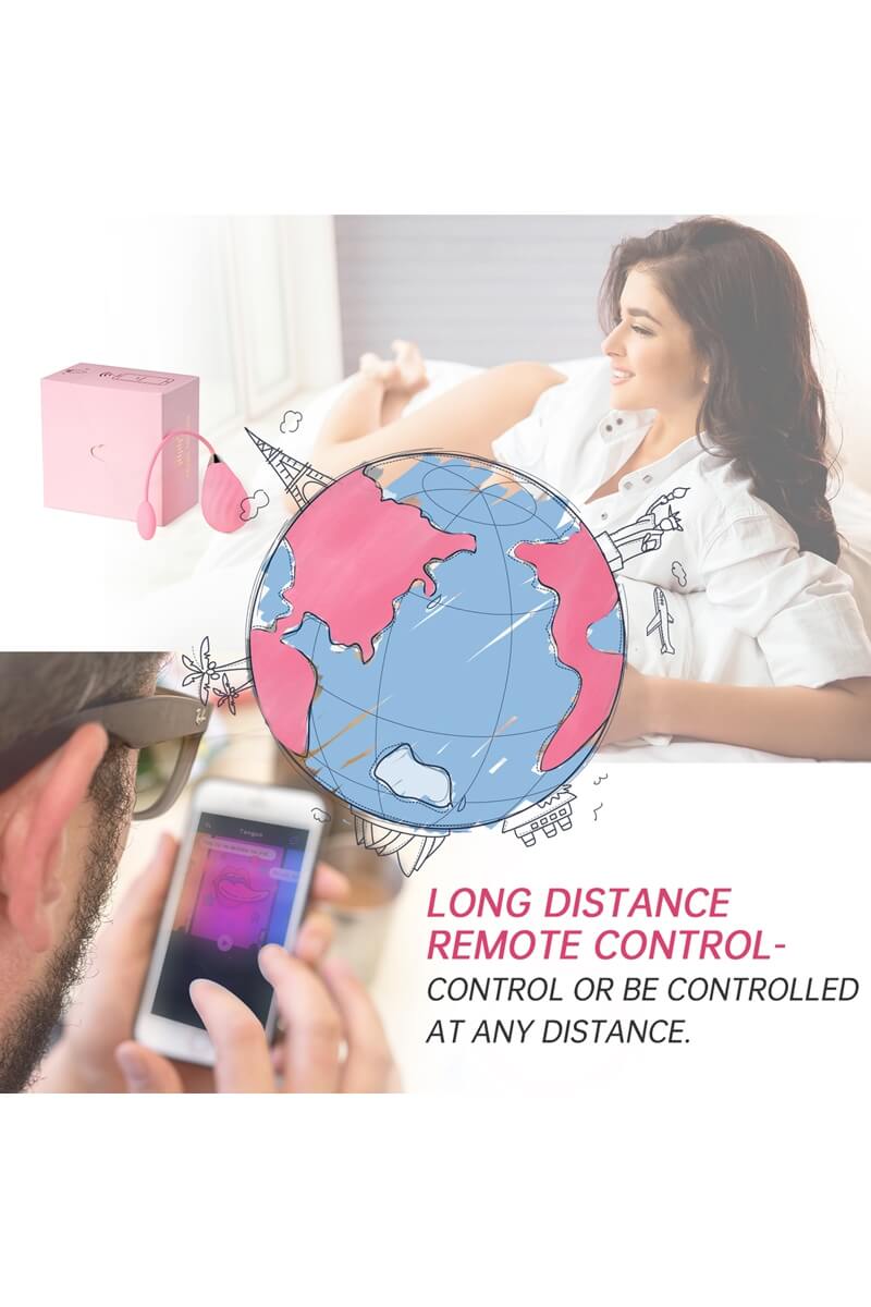 Illustration du contrôle sans fil longue distance de l'Œuf vibrant connecté Magic Sundae rose de la marque Magic Motion