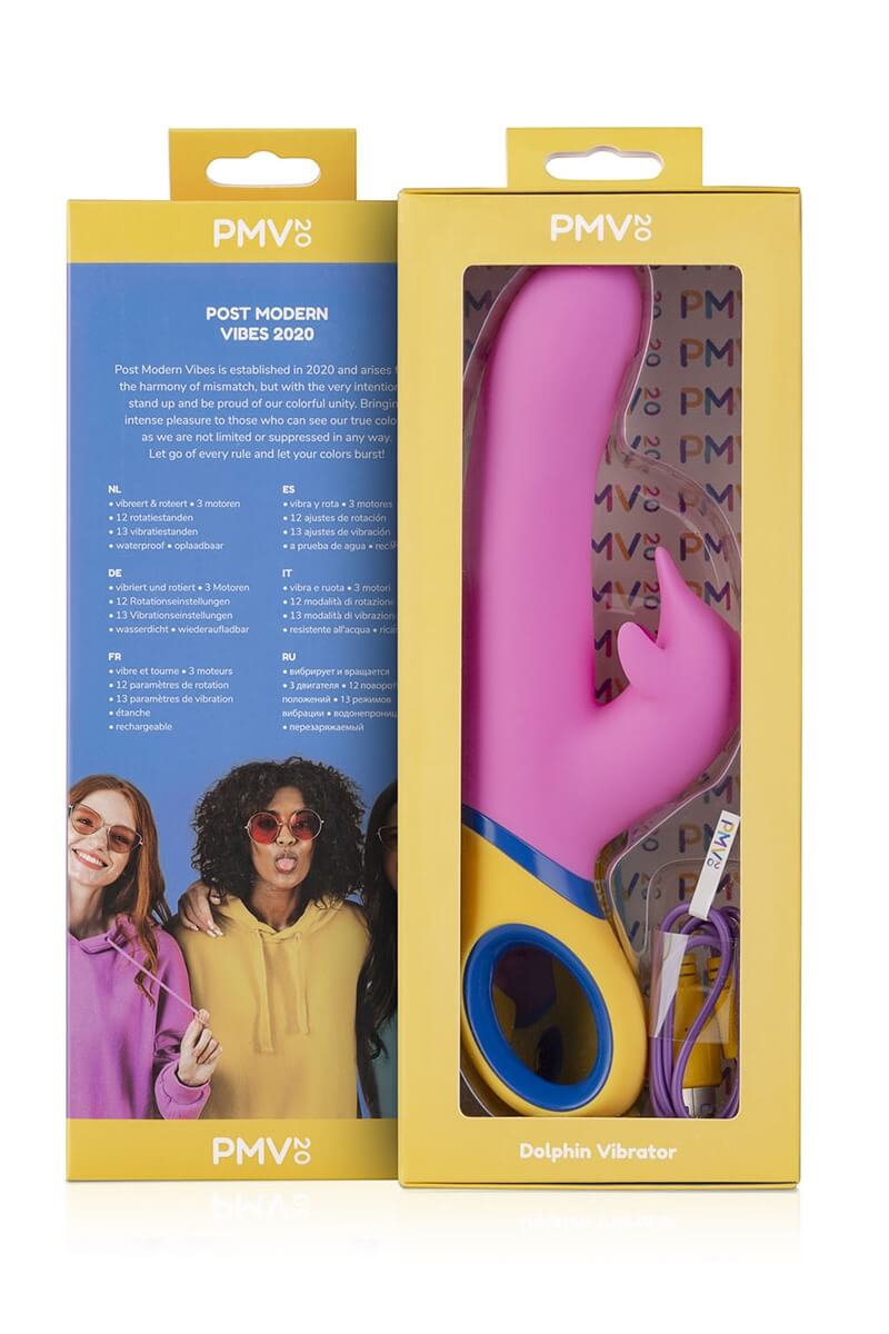 Packaging du vibromasseur rabbit Dauphin Copy de la marque PMV20