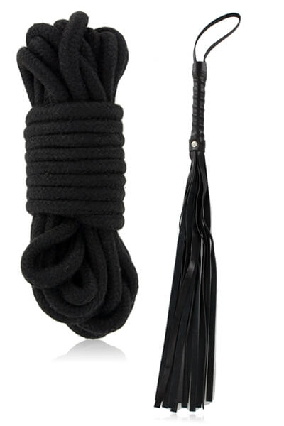 Corde et martinet du coffret BDSM Starter Kit de la marque Toy joy